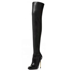 Bottes hautes pour femmes, design concis, grande taille 43, au-dessus du genou, avec fermeture éclair arrière, talon fin, bottines longues - Product Image 5
