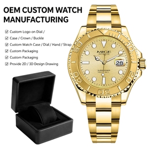 Montre mécanique automatique de luxe pour homme, personnalisable, faible MOQ, haute qualité, classique, en acier inoxydable doré, super lumineuse - Product Image 1