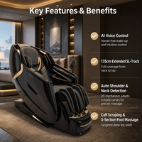 Fauteuil de massage 3D à commande vocale par IA avancée avec rail SL de 135 cm et fonction zéro gravité pour un massage shiatsu complet du corps à domicile