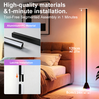 Lampe de sol d'angle LED en aluminium avec application intelligente de synchronisation musicale moderne, télécommande 2.4G, lumière d'ambiance changeante de couleur