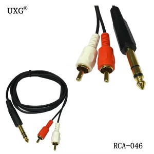 Cable divisor de audio estéreo <span class=keywords><strong>RCA</strong></span> de 3 núcleos, con conector macho de <span class=keywords><strong>6.5</strong></span>/6.35/6.3 a 2 conectores macho <span class=keywords><strong>RCA</strong></span>, 20cm 150cm - Product Image 1