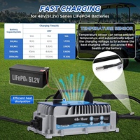 Chargeur de batterie LifePO4 58,4V 18A IP67 étanche pour chariot de golf, chariot élévateur, bateau, chargeur de batterie Li-ion LifePO4 48V 51,2V 54,6V