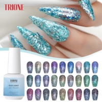 Gel thermique changeant de couleur TRIONE Diamond Reflective Glitter Mood Change Gel Platinum, gel UV changeant de couleur en fonction de la température, étiquette privée, flacons de 15 ml