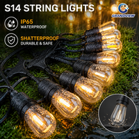Guirlande lumineuse LED S14 robuste de 14,6 m avec 15 ampoules et douilles E27/E26, décoration extérieure IP65 pour affichages commerciaux et événements festifs