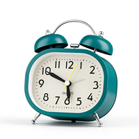 Jam Alarm Meja Desain Oval Lucu dengan Suara Dering, Jam Kamar Tidur Anak, Gerakan Gelombang, Jam Meja untuk Tidur Nyenyak
