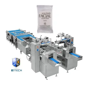 Conveyor belt automatic feeding soap high speed packaging line stainless steel