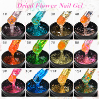 MEET ACROSS Gel UV à paillettes et sequins, pour nail art DIY, décoration d'ongles, fleurs, gel polonais, fleurs séchées naturelles, gel pour ongles