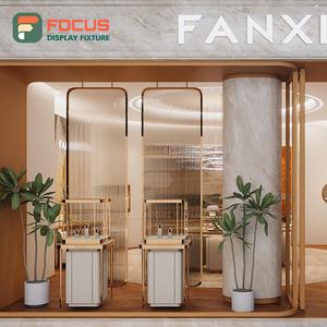 Vitrine de présentation de bijoux en bois avec éclairage LED, en métal, haut de gamme, pour boutique de détail, présentoir intérieur - Product Image 3