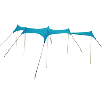 Tente de fête de plage de grande taille 6 poteaux en aluminium de luxe imperméable UV 50 + Lycra auvent avec abri solaire de sac de sable