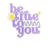 Écusson thermocollant personnalisé en tissu polyester brodé de lettres anglaises violettes, inspirant et positif, pour vêtements