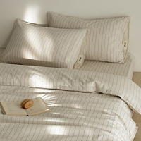 Parure de lit King Size 100% Coton 300TC 4 pièces Housse de couette Drap plat Taie d'oreiller Personnalisable pour Maison et Hôtel