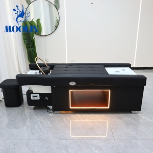 Moolin Thai Head Spa Lay Chaise de coiffure pliable en cuir véritable réglable, avec table de lavage et <span class=keywords><strong>lit</strong></span> de massage électrique à hauteur réglable pour salon - Product Image 2