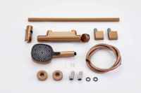 Ensemble de robinetterie de douche et baignoire thermostatique contemporaine en laiton avec finition brossée, jet pluie et jet massant pour usage hôtelier