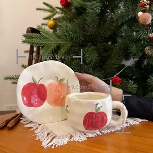 מפעל הסיטונאי מותאם אישית קרמיקה פרח דובדבן צבוע ביד עבור הבית זוג כוסות תה קפה & רטבים - Product Image 2