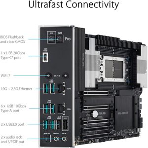 Carte mère de station de travail ASUS Pro WS TRX50 SAGE WIFI CEB, chipset AMD TRX50, mémoire DDR5, socket TR4, ordinateur de bureau - Product Image 3