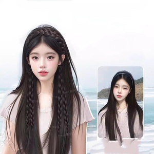 Nuove trecce sintetiche per capelli da <span class=keywords><strong>donna</strong></span> <span class=keywords><strong>lunghe</strong></span> alla moda estensioni realistiche per capelli in fibra asiatica fasce per capelli dal mento continentale - Product Image 3