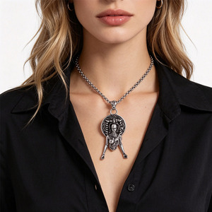 Vintage Zinklegierung Gliederkette Halskette für Unisex Hochwertiges Design Geschenk - Rache-Engel Dämon-Stil - Product Image 5