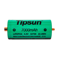 Cellule LiFePO4 32700 avec bornes à vis Tipsun 3.2V 7Ah pour pack de batterie de vélo électrique, sortie stable