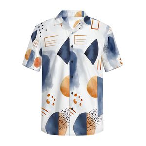 Image personnalisée Chemise chic décontractée à manches courtes avec col mandarin motif floral pour hommes 100% coton pour la saison printemps-été - Product Image 3