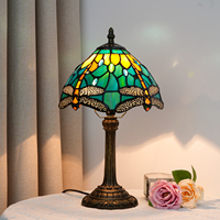   Lampe de table style vitrail, lampe de chevet rose rouge, lampe de lecture de bureau 8 pouces, décoration chambre, salon, bureau à domicile