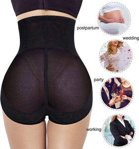 Culotte gainante taille haute pour femme, effet ventre plat, rehausseur de fesses, compression abdominale, avec empiècements en maille croisée en X - Product Image 5