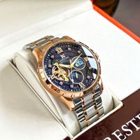 Montre mécanique automatique AOKULASIC pour homme, tourbillon, cadran ciel étoilé, phases de lune, chiffres romains, montre-bracelet de luxe