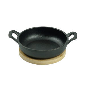 Utensilios <span class=keywords><strong>de</strong></span> cocina <span class=keywords><strong>de</strong></span> <span class=keywords><strong>hierro</strong></span> <span class=keywords><strong>fundido</strong></span> Sizzle Platter Fajita Pan Pre-sazonado Mini plato redondo <span class=keywords><strong>para</strong></span> servir Sartén - Product Image 1