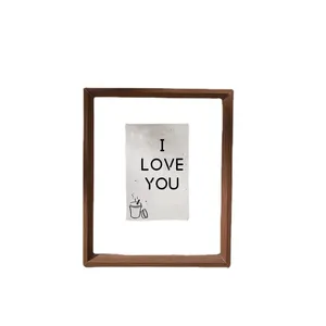 Wholesale Beveled design MDF Wooden Picture Frame With Double Pane Real Glass Minimal Eco Wood Photo Frame