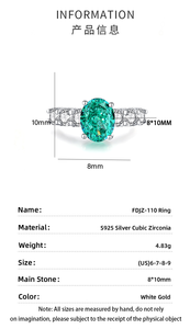 Damen 925 Sterling Silber 8*10mm Rosa Blau Iced Out Ovaler Zirkonia <span class=keywords><strong>Ring</strong></span> Verlobungs-Hochzeits-Labordiamant Luxus-Ringe Schmuck - Product Image 6