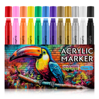 Marqueur à eau pour bricolage 15mm plumes verre céramique marqueur peinture acrylique feutre pointe marqueur coloré ensemble 12 couleurs