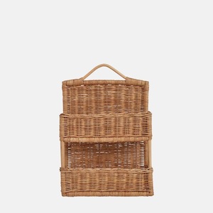 Rattan Wall Mounted Storage <b>Basket</b> Double Layer Rectangle Hanging Rack For Neatening And Home Decoration - Product Image 5