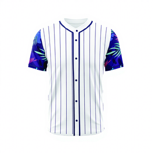 Custom Unisex Baseball Jersey Striped Teamwear Shirt Seamless Breathable Sets Tropical Sleeve Design OEM ODM Sports Printed - Product Image 1