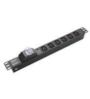 IEC C13 PDU avec interrupteur, 19 pouces, alliage d'aluminium, unité de distribution d'alimentation 220V pour armoire réseau, 10 prises
