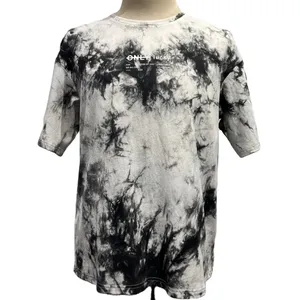 T-shirt tie-dye a manica corta Casual unisex personalizzata in fabbrica Design ad acquerello in bianco e nero 100% cotone Anti-Pilling materiale