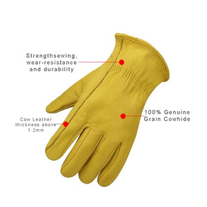 CNGDY amarillo suave cuero de vaca trabajo al aire libre herramientas manuales jardinería reforzado duradero senderismo Camping guantes - Product Image 5