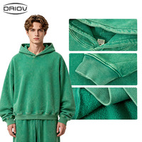 Hoodie Fleece Wax Wash Vintage 380G Heavyweight, Lengan Panjang, Polos, untuk Pria, dengan Logo Custom untuk Grosir