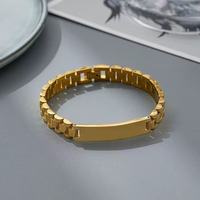 Bracelet simple incurvé en acier inoxydable pour homme, peut être gravé