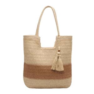 Borsa da donna alla moda <span class=keywords><strong>Avant</strong></span> <span class=keywords><strong>Garde</strong></span> grande capacità tracolla larga facile da trasportare cerniera realizzata in materiale intrecciato di paglia - Product Image 5