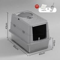 Bac à litière pour chat en acier inoxydable anti-renversement, couvercle semi-ouvert, pelle, étanche, facile à nettoyer, grande capacité 100L, assemblage rapide, manuel