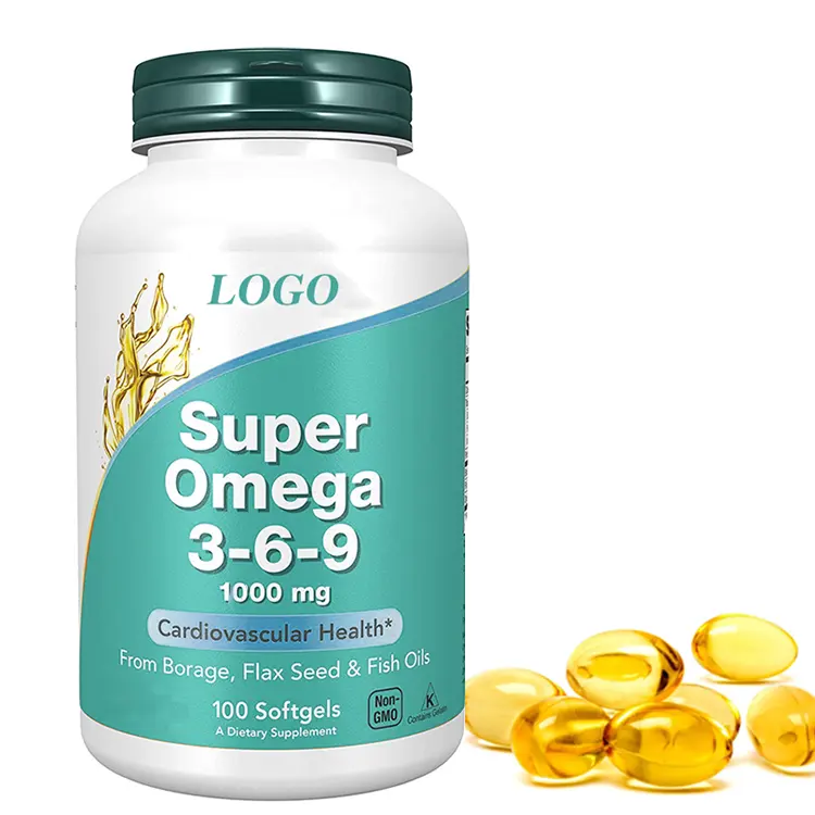 Capsules OEM Omega 369 huile de poisson Halal 1000mg, vente en gros huile de poisson Softgel