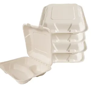 Dùng một lần phân hủy sinh học mía bã mía Takeaway container thực phẩm phân hủy sinh học vuông hộp thực phẩm