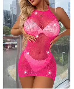 New Hot Selling Hot Drill One-piece Bikini Jacquard Sexy Lingerie Stream Sexy Hollow One-piece Mesh