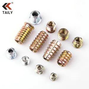 Zinc Alloy Hex Drive Threaded Wooden Furniture Connecting Hardware Hex Flange Socket Insert Nut For Wood