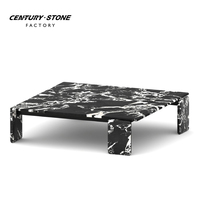 Table basse carrée en marbre naturel vert moyen Centurystone, style moderne et luxueux, pour appartements, salons et chambres à coucher