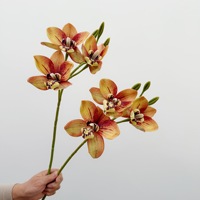 Bunga Anggrek Cymbidium Buatan Tangan 3 Tangkai dari Sutra, Buket DIY untuk Dekorasi Pernikahan, Pesta, Meja, Vanda, Aksesoris Dekorasi Rumah