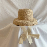 Sombrero de paja de rafia para niñas, sombrero de paja de verano a prueba de viento para playa al aire libre, venta al por mayor
