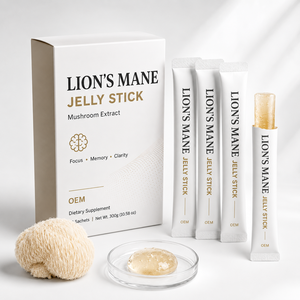 Ekstrak Jamur <span class=keywords><strong>Lion</strong></span>'s <span class=keywords><strong>Mane</strong></span> Jelly Stick Grosir, Suplemen Nootropik Pendukung Otak, Peningkat Daya Ingat, Label Pribadi ODM, Grosir - Product Image 1