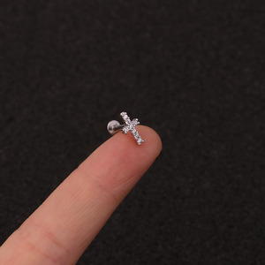Piercing Labret in Acciaio Inox Argento 6mm / 8mm con Zirconia Cubica, Comodo <span class=keywords><strong>per</strong></span> Piercing <span class=keywords><strong>Helix</strong></span> e Trago - Product Image 2
