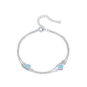 Pulsera de Cadena de Plata de Ley S925 con Turquesa Estilo Vintage para Mujer - Joyería Simple y Elegante, Versión de Cobre Personalizable - Product Image 1