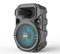 6.5 인치 야외 휴대용 트롤리 DJ 스피커 시스템 서브 우퍼 사운드 박스 LED 라이트 KIMISO QS-3382 가라오케 스피커